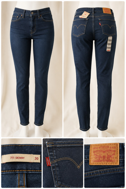 Levi's Denim - Levi’s 31x30 711 Skinny Jeans Dark Wash Clean Girl 90's Normcore Capsule NWT